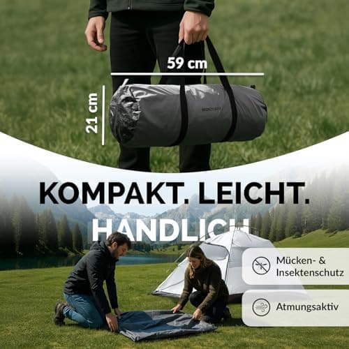 Zelt 2 oder 4 Personen Doppelwandiges Campingzelt mit Mückenschutz ideal für Camping & Festival leicht, faltbar inkl. Tr