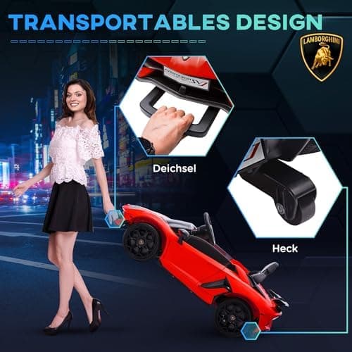 HOMCOM Kinder Elektroauto Lamborghini Aventador SVJ Roadster, 12V, MP3, Hupe, Musik, Sanftstart, 2 Motor, Fernbedienung,