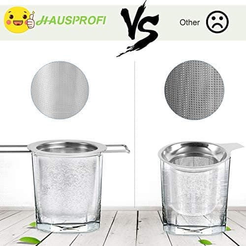 HAUSPROFI Tee-Ei 304 Edelstahl Teefilter 2 Stück für Teekannen, Tassen und Aufbrühen von Blättern mit Deckel und faltbar