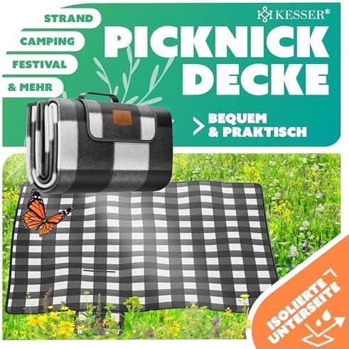 Kesser® Picknickdecke wärmeisoliert für 4-6 Personen - rot, faltbar mit Tragegriff und wasserdichter Unterseite