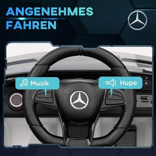 AIYAPLAY Kinder Elektroauto Schwarz für 3-6 Jahre mit 2,4G Fernbedienung und Musik