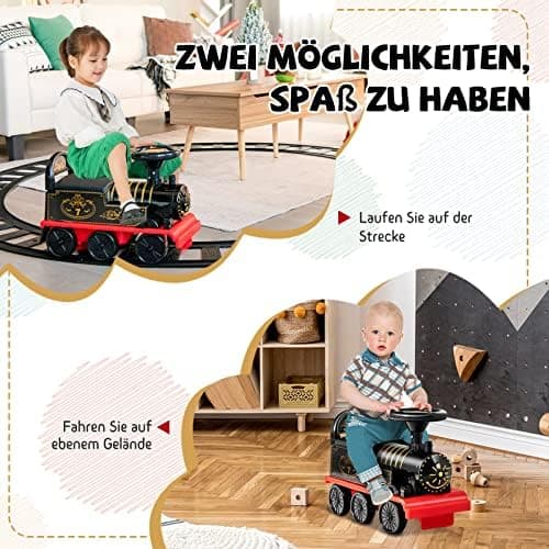 COSTWAY 6V Kinder Elektroauto Grün - Elektro Zug mit Musik & Lichter für 3+ Jährige Kinder im Haus oder Garten