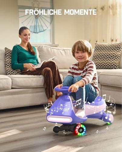 FanttikRide N7 Pro Kinder Elektroauto - Elektrisches Rutschauto für 3-7Jährige - Bluetooth, Pedal, Typ-C Aufladung, Leuc