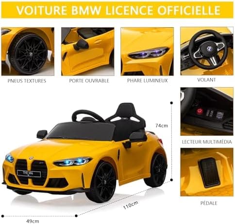 Lizenziert BMW M4 Kinder Elektroauto 12V 2,4G-Fernbedienung USB LED Musik