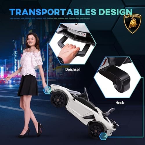 HOMCOM Kinder Elektroauto Lamborghini Aventador SVJ Roadster, 12V, MP3, Hupe, Musik, Sanftstart, 2 Motor, Fernbedienung,