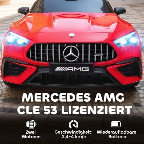 AIYAPLAY Kinder Elektroauto Mercedes-AMG Grau fuht mit Musik & Lichterkranz für 3-6 Jahre
