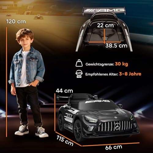 AIYAPLAY Kinder Elektroauto Mercedes-AMG Schwarz für 3-8 Jahre