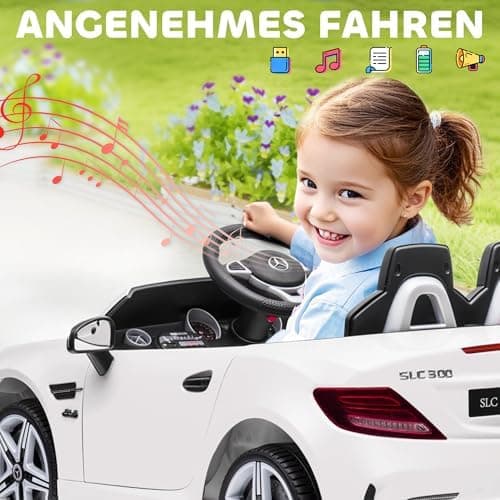 AIYAPLAY Kinder Elektroauto 12V für 3+jährige Kinder mit 2,4 G Fernbedienung und LED-Scheinwerfern