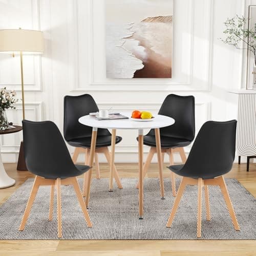 H.J WeDoo Skandinavisches Esszimmer Esstisch Set mit 4 Stühlen Eiscreme-Grün 100cm