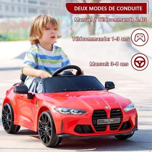 Lizenziert BMW M4 Kinder Elektroauto 12V 2,4G-Fernbedienung USB LED Musik