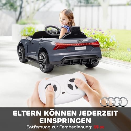HOMCOM Kinder Elektroauto Weiß für 3-5 Jahrealte Kinder mit 2 Motor, 2,4 GHz Fernbedienung und Sanftstart