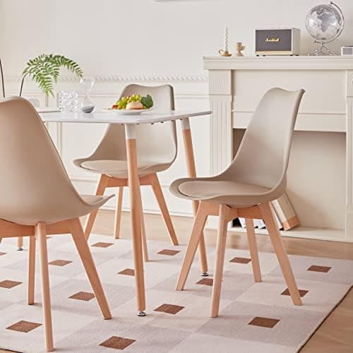 **GrandCA HOME Rechteckiger weißer Esstisch mit beige Stühlen für Esszimmer, Küche und Wohnzimmer**
| **Rechteckiger Gr