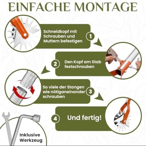 Rasenkantenschneider – 4-teilig Verstellbarer Edelstahlgriff, ideal für alle Körperstellen, verbesserter gepolsterter Gr