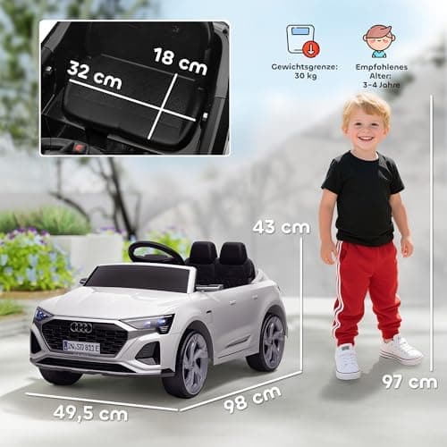 AIYAPLAY Kinder Elektroauto für 3-4 Jahrealte Kinder mit Fernbedienung & MP3 Musik, Weiß