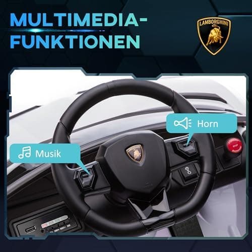 HOMCOM Kinder Elektroauto Lamborghini Aventador SVJ Roadster, 12V, MP3, Hupe, Musik, Sanftstart, 2 Motor, Fernbedienung,