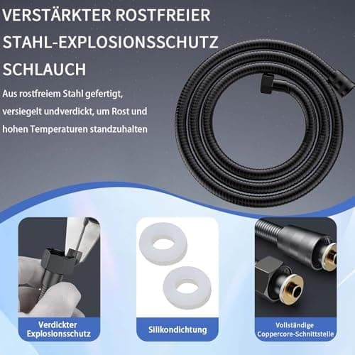 Duschbrause Duschkopf – Wassersparender Duschkopf mit 8 Strahlarten und Stoppfunktion, groß, Silber Chrom