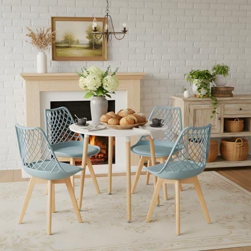 **White Round Dining Table with 4 White Dining Chairs 4 Piece Set for Dining Room, Kitchen, Living Room**
| **White Din