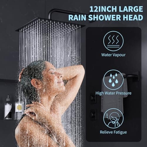 Regendusche Duschkopf Edelstahl Hochdruck 360° Schwenkbar Spa-Duscherlebnis Einfache Montage (Silber, 12 Zoll)