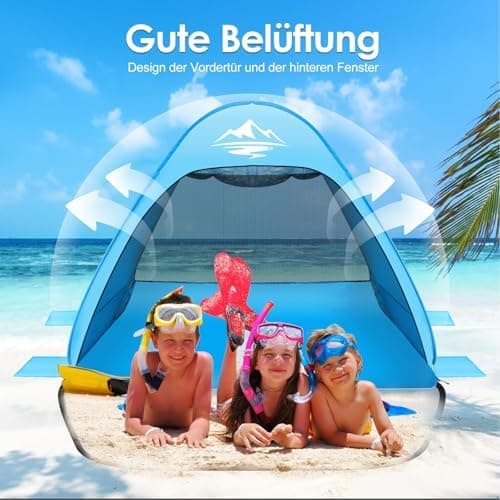 MAXDONE Strandmuschel Pop Up Strandzelt für Familien UV50+ Schutz Automatisches Strand Camping Zelt Tragbar Extra Light