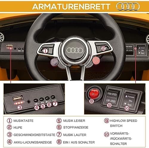 HOMCOM Kinder Elektroauto für 3-5 Jährige mit 2,4 G Fernbedienung, Rot