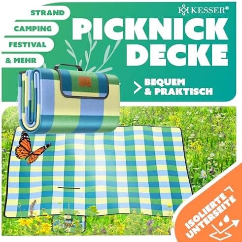 Kesser® Picknickdecke wärmeisoliert für 4-6 Personen - rot, faltbar mit Tragegriff und wasserdichter Unterseite