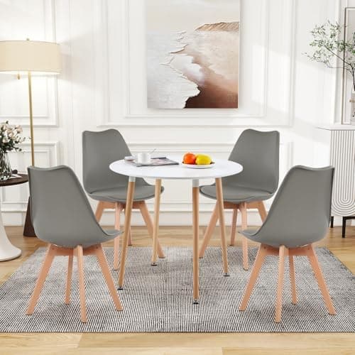 H.J WeDoo Skandinavisches Esszimmer Esstisch Set mit 4 Stühlen Eiscreme-Grün 100cm