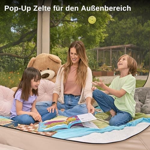 EAST OAK Pop Up Zelt 2-3 Personen - ideal für Familie, Camping und Garten - Wasserdicht, UV-Schutz, 360° Belüftung, Anti
