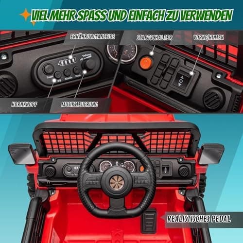 LEADZM Kinder Elektroauto - Elektroauto für Kinder 12V, 4 Eva Räder, Fernbedienung, Kindersicherheit, Kinderauto Kinderf