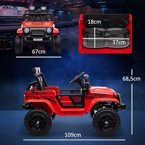 AIYAPLAY Kinder Elektroauto für 3-6 Jahrealte Kinder mit Fernbedienung, Musik, Scheinwerfer und Hupe, 12 V Stoßdämpfung,