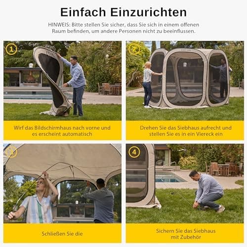 EAST OAK Pop Up Zelt 2-3 Personen - ideal für Familie, Camping und Garten - Wasserdicht, UV-Schutz, 360° Belüftung, Anti