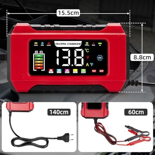 Autobatterie Ladegerät 12V 6A, Reparaturfunktion & Wintermodus für Auto & Motorrad