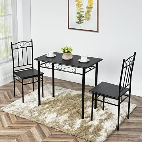 Esszimmer-Set mit Esstisch und 4 Stühlen, Buchenholzmaserung, weiße Metallbeine, perfekt für Esszimmer und Küche, präch