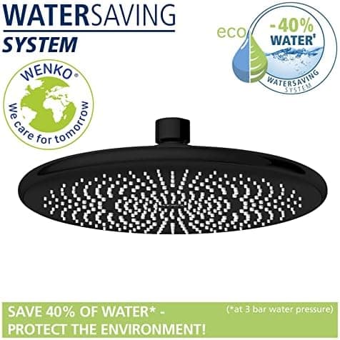Wenko Wasserspar Regenduschkopf - Wassersparende Kopfbrause mit ABS,chromfarbener Rand, Ø 22,5 cm - Wasserspar-System