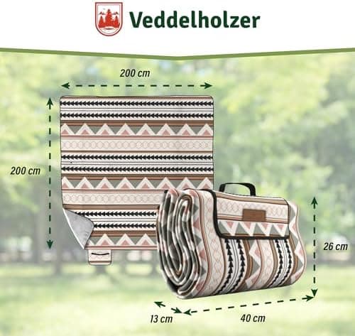 Veddelholzer Wasserfeste Stranddecke XXL Outdoor Picknickdecke Isoliert & gepolstert Perfect für Camping, Strand, Park &