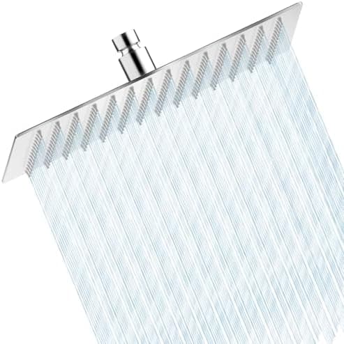 HAUSPROFI Wassersparender Antikalk-Duschkopf mit Edelstahl Düse, poliertes Chrome-Finish für Profis, 30 cm Quadratisch