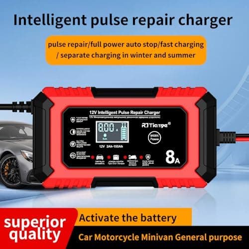 24V 8A/12V 15A Autobatterieladegerät für Auto und LKW, erhaltet und lade automatisch mit 4 Lademodi und 4 In 1 LiFePO4 S