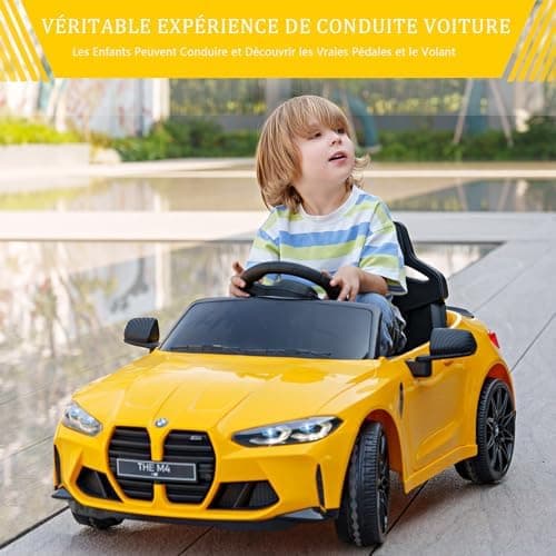 Lizenziert BMW M4 Kinder Elektroauto 12V 2,4G-Fernbedienung USB LED Musik