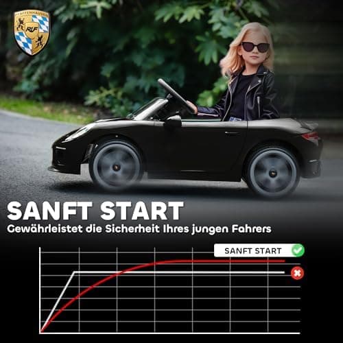 AIYAPLAY Kinder Elektroauto Schwarz für 3-5 Jährige mit Fernbedienung und MP3-Player