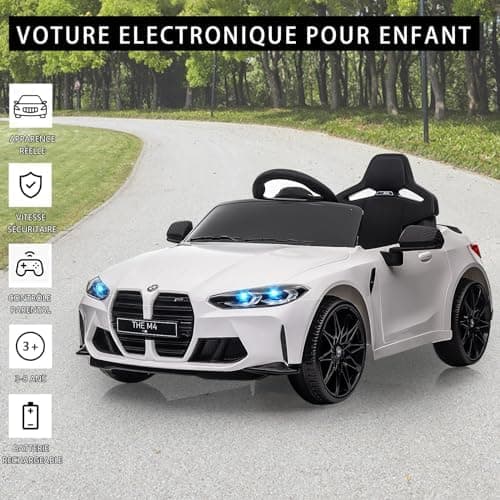 Lizenziert BMW M4 Kinder Elektroauto 12V 2,4G-Fernbedienung USB LED Musik