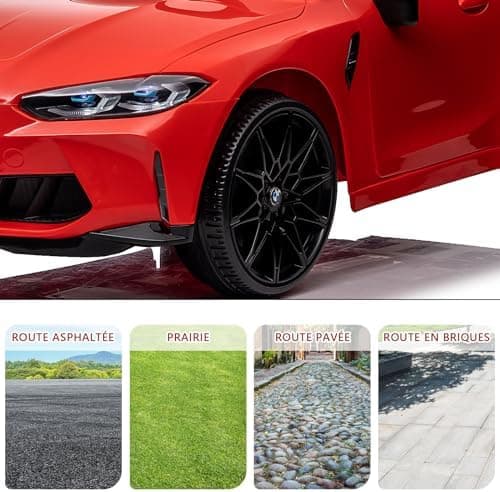 Lizenziert BMW M4 Kinder Elektroauto 12V 2,4G-Fernbedienung USB LED Musik