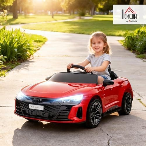 HOMCOM Kinder Elektroauto Weiß für 3-5 Jahrealte Kinder mit 2 Motor, 2,4 GHz Fernbedienung und Sanftstart