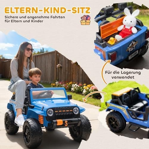 AIYAPLAY Kinder Elektroauto Blau - Elektrisch mit Fernbedienung, LED, Musik, für 3-8 Jahre
