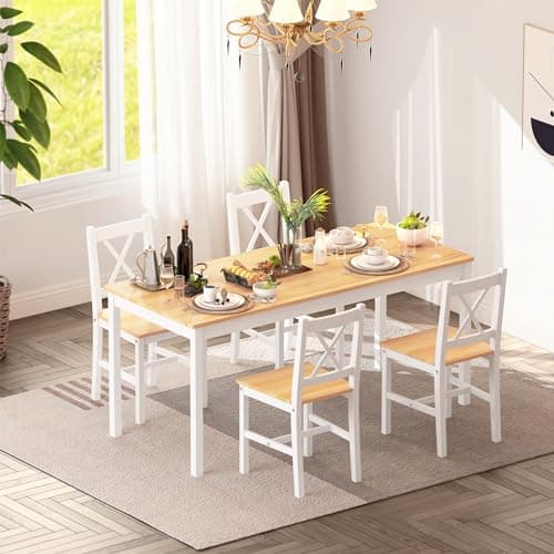 SogesHome Essgruppe Holzwerkstoffe Esszimmer Möbel Set mit 4 Stühlen Schlichtes Design für Esszimmer
SogesHome MDF Essgr