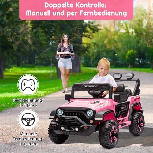 Kinder Elektroauto Schwarz mit Verbesserter Akku 12V 7AH und Sicherheitsgurten