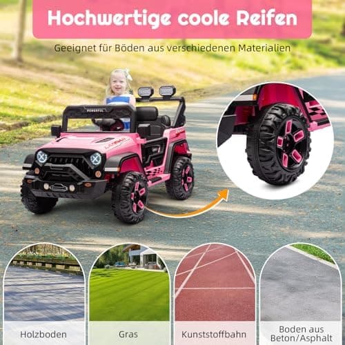Kinder Elektroauto Schwarz mit Verbesserter Akku 12V 7AH und Sicherheitsgurten