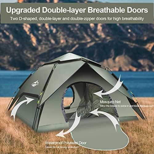 Camping Zelt Automatisches Sofortzelt 2-3 Personen Pop Up + Einfache Einrichtung + UV Schutz
