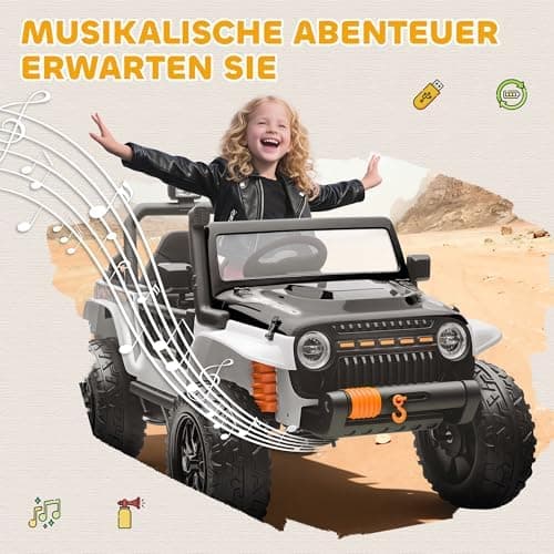 AIYAPLAY Kinder Elektroauto Blau - Elektrisch mit Fernbedienung, LED, Musik, für 3-8 Jahre