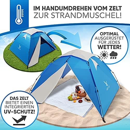 Aretus Wurfzelt 2-4 Personen - 45 Sekunden Aufbaustime - Wasserdicht & Extra Groß - 3 Personen Pop up Zelt