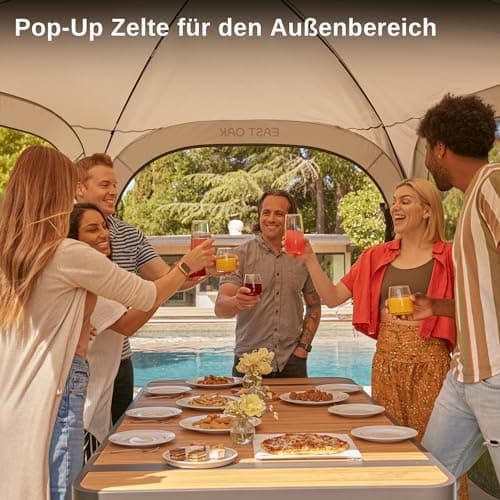 EAST OAK Pop Up Zelt 2-3 Personen - ideal für Familie, Camping und Garten - Wasserdicht, UV-Schutz, 360° Belüftung, Anti