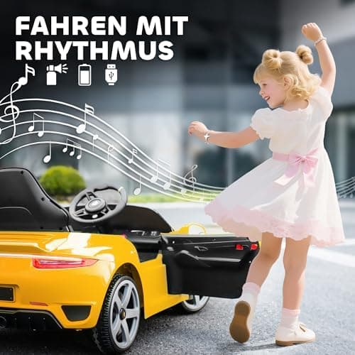 AIYAPLAY Kinder Elektroauto Schwarz für 3-5 Jährige mit Fernbedienung und MP3-Player